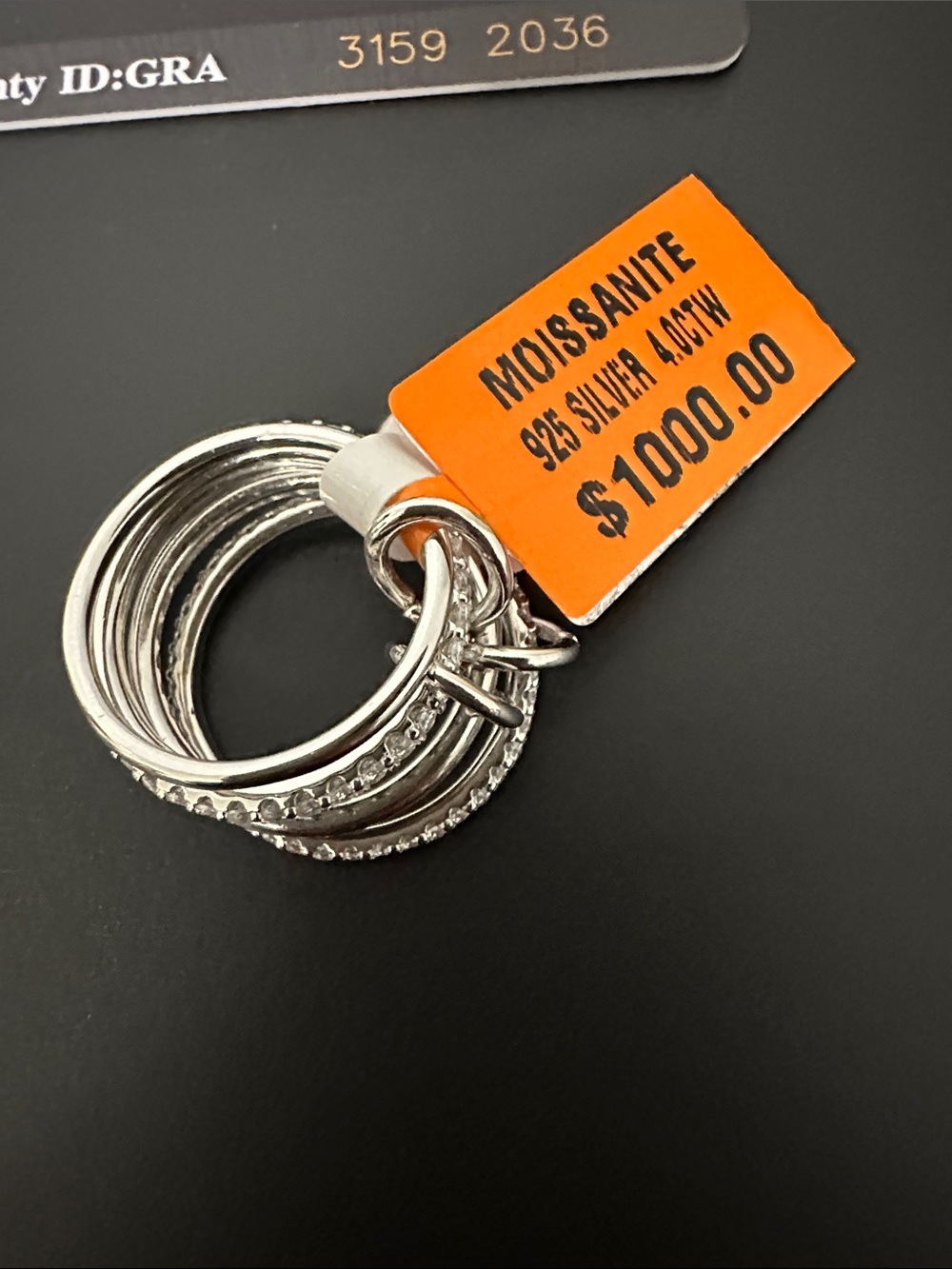 GRA Cert Moissanite 925 Silver 4.3 ctw VVS D Pavé Ring. 4 Rings Looped - Picture 8 of 13